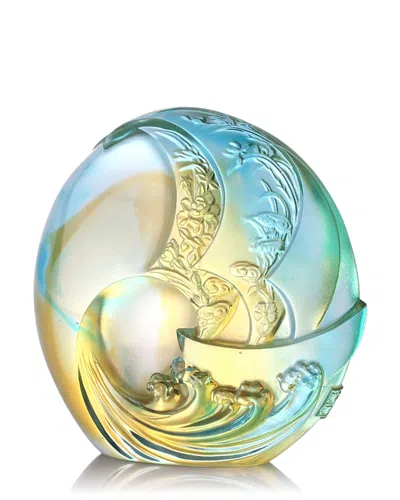 Liuli The Tai Chi Series Setting Sail Crystal Glass Sculpture In Blue