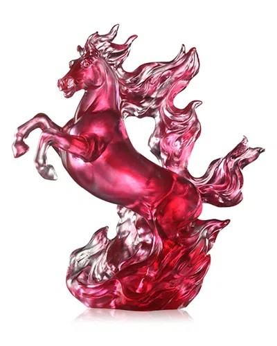 Liuli Triumphant Ascent Limited Edition Crystal Glass Sculpture In Pink