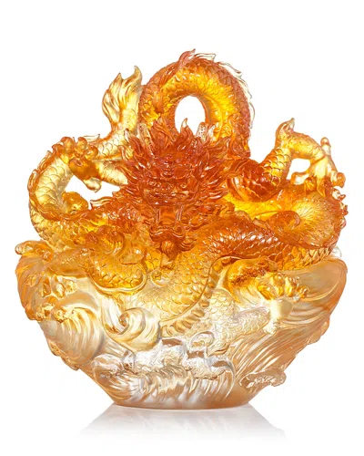 Liuli True Believer Auspicious Joy Crystal Sculpture In Amber