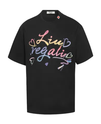 Liuregali Chalk Graffiti Letter T-shirt In Black