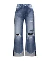 Liuregali Faded Imitation Denim Trousers In Blue