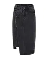 Liuregali Irregular Zipper Split Denim Skirt In Black