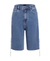 Liuregali Long Ribbon Denim Shorts On The Side In Blue
