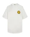 Liuregali Smiley Face Badge Letter Printed Short-sleeved T-shirt In White