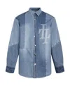 Liuregali Stitched Long-sleeved Denim Shirt In Blue