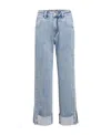 Liuregali Straight Jeans With Smiley Face And Crimped Rim In Gray