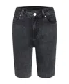 Liuregali Trim Rough Rimmed Riding Denim Shorts In Gray