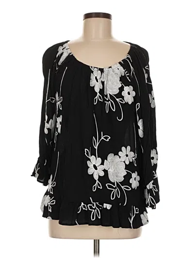 Pre-owned Liv 3/4 Sleeve Blouse In Black