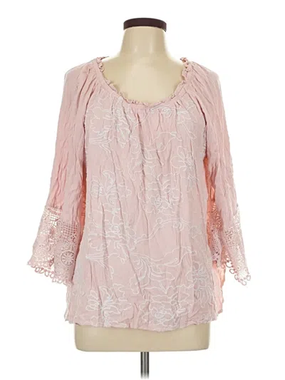 Pre-owned Liv 3/4 Sleeve Blouse In Pink