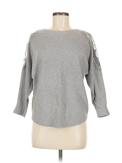 Pre-owned Liv 3/4 Sleeve Top Gray Boatneck Tops