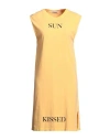 Liv Bergen Woman Mini Dress Apricot Size L Cotton In Orange