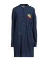 Liv Bergen Woman Mini Dress Navy Size Xs Cotton, Linen In Navy Blue