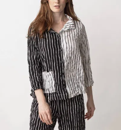 Liv By Habitat Cinched Pocket Shirt In Crepe De Chine In Black In Multi