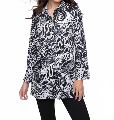 Liv By Habitat Crinkle Snap Front Tunic In Black