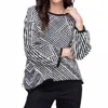 Liv By Habitat Striped Fringe Swing Pullover Top In Black In Gray