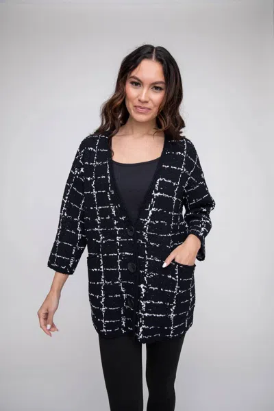 Liv By Habitat Windowpane Cocoon Cardigan In Black In Multi