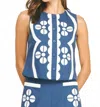 Liv Embroidery Vest Top In Blue In Blue