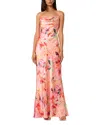 Liv Foster Adeline Cowl-neck Sateen Maxi Dress In Coral Multi