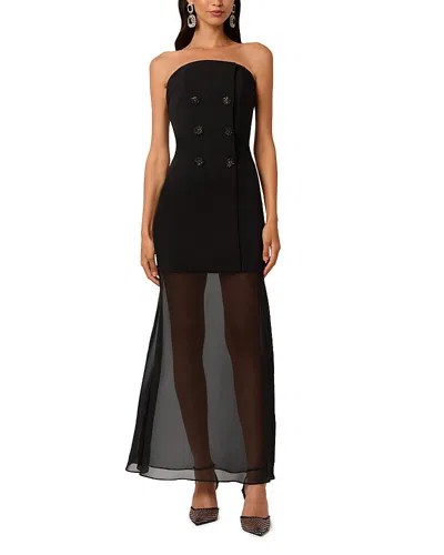 Liv Foster Ally Crepe Strapless Gown In Black