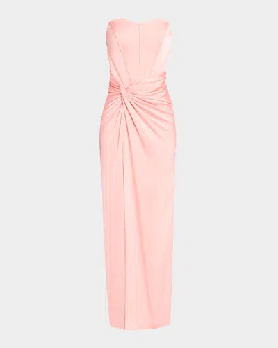 Liv Foster Aspen Strapless Side-twist Bustier Gown In Coastal Sun