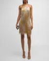 Liv Foster Bead-fringe Halter Mini Dress In Metallic Multi