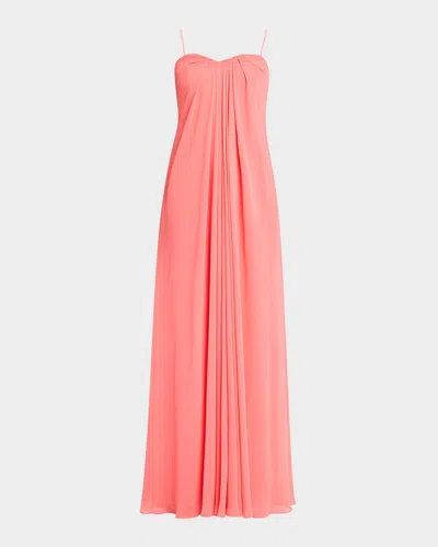 Liv Foster Brooke Strapless Chiffon Gown In Coral Crocus