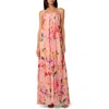Liv Foster Brooke Strapless Chiffon Gown In Coral Multi