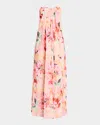 Liv Foster Brooke Strapless Chiffon Gown In Coral Multi