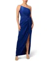 Liv Foster Womens Asymmetric Polyester Evening Dress In Blue
