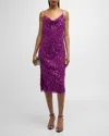 LIV FOSTER COWL-NECK BEAD AND SEQUIN MIDI DRESS