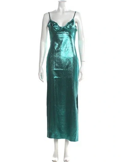 Pre-owned Liv Foster Cowl Neck Long Dress In Green