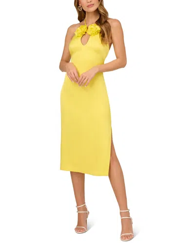 Liv Foster Crepe Back Satin Halter Dress In Yellow