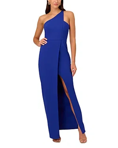 Liv Foster Crepe One Shoulder Gown In Blue