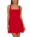 Liv Foster Sleeveless Square-neck Crepe Mini Dress In Red
