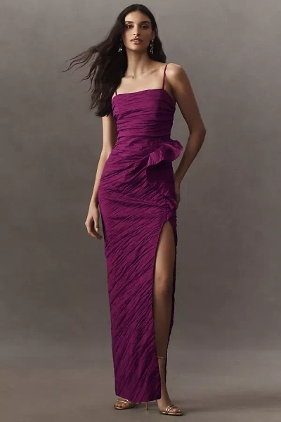 Liv Foster Crushed Stretch Taffeta Dress In Purple