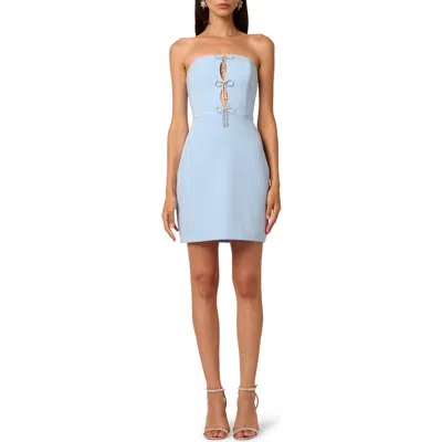 Liv Foster Dakota Strapless Crepe Minidress In Azure Blue