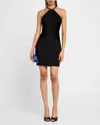 Liv Foster Draped-fringe Halter Mini Dress In Black