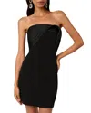 Liv Foster Effie Mixed Media Strapless Crepe Cocktail Minidress In Black