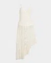 Liv Foster Elara High-low Beaded Lace Midi Dress In Ivory