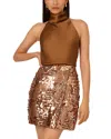 Liv Foster Sequin Combo Halter Mini Dress In Copper