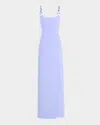 Liv Foster Emma Cutout Floral Applique Column Gown In Lilac Sky