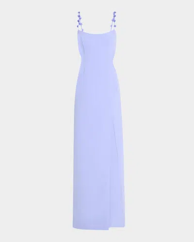Liv Foster Emma Cutout Floral Applique Column Gown In Lilac Sky