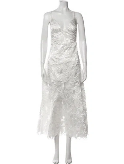 Pre-owned Liv Foster Floral Print Long Dress In White