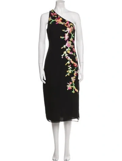 Pre-owned Liv Foster Floral Print Midi Length Dress In Black