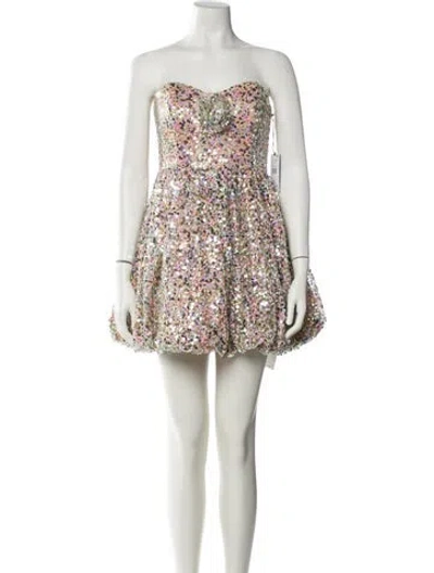 Pre-owned Liv Foster Floral Print Mini Dress W/ Tags In Neutral