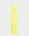 Liv Foster Giselle Cutout Satin Column Gown In Solar Lemon