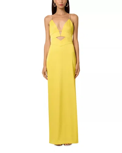 Liv Foster Giselle Satin Long Dress In Solar Lemon In Yellow