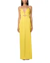 Liv Foster Giselle Cutout Satin Column Gown In Solar Lemon