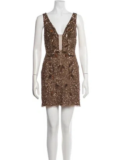 Pre-owned Liv Foster Graphic Print Mini Dress In Brown