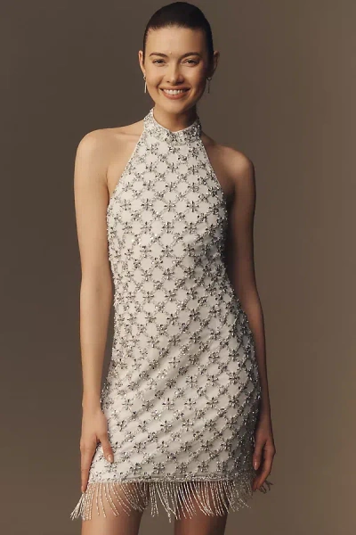 Liv Foster Women's Beaded Halterneck Minidress In Ivory